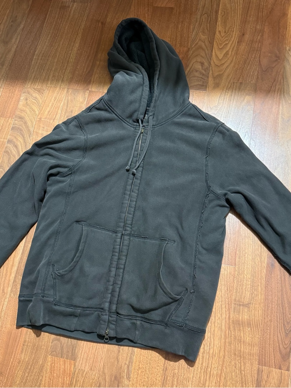J. Crew Men's Black Full-Zip Hooded Sweatshirt